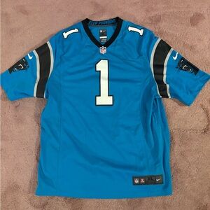 NFL‎ Carolina Panthers Cam Newton Blue and Black Jersey Shirt SIGNED